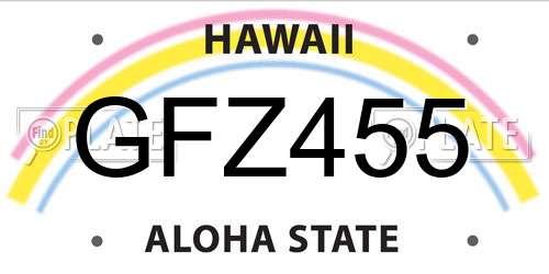 GFZ455 Hawaii License Plate