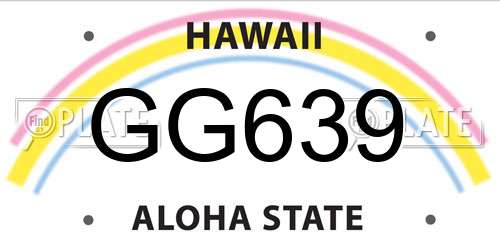GG639 Hawaii License Plate