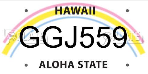 GGJ559 Hawaii License Plate