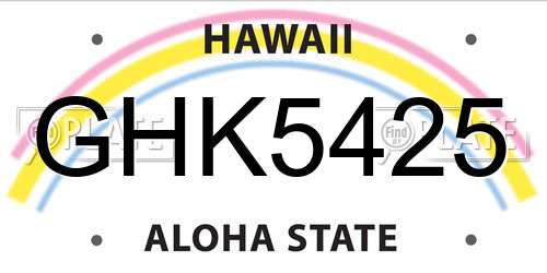 GHK5425 Hawaii License Plate