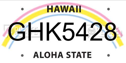 GHK5428 Hawaii License Plate
