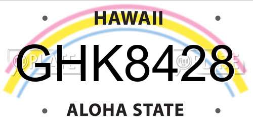 GHK8428 Hawaii License Plate