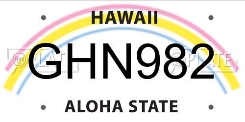 GHN982 Hawaii License Plate