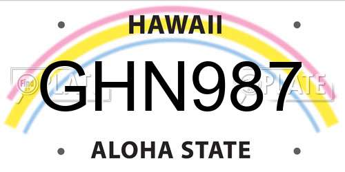 GHN987 Hawaii License Plate