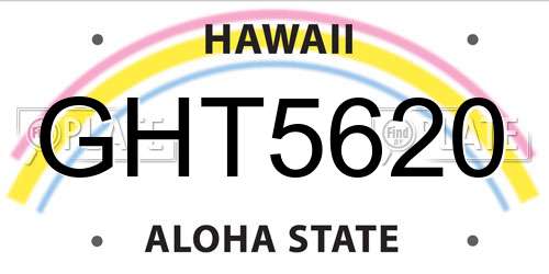 GHT5620 Hawaii License Plate