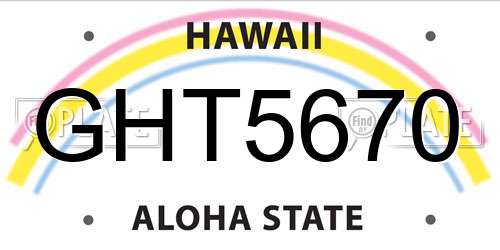 GHT5670 Hawaii License Plate