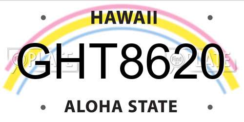 GHT8620 Hawaii License Plate