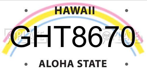 GHT8670 Hawaii License Plate