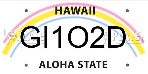 GI1O2D Hawaii License Plate