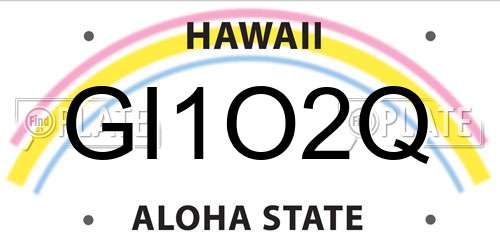 GI1O2Q Hawaii License Plate
