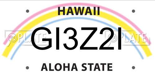 GI3Z2I Hawaii License Plate