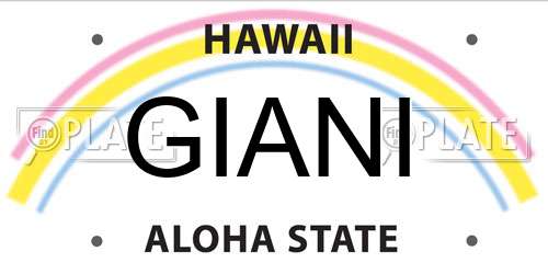 GIANI Hawaii License Plate