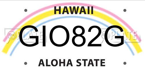 GIO82G Hawaii License Plate
