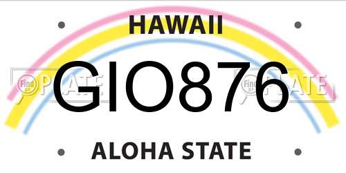 GIO876 Hawaii License Plate
