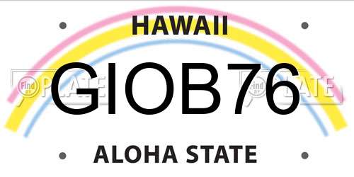 GIOB76 Hawaii License Plate