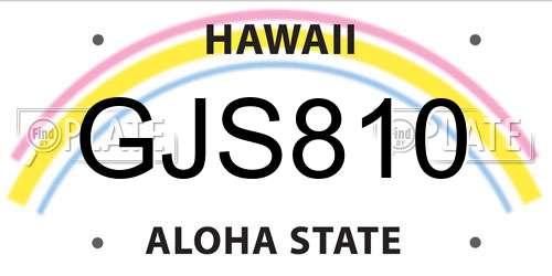 GJS810 Hawaii License Plate