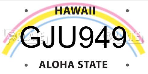 GJU949 Hawaii License Plate