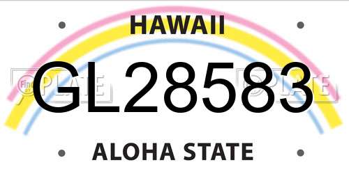GL28583 Hawaii License Plate
