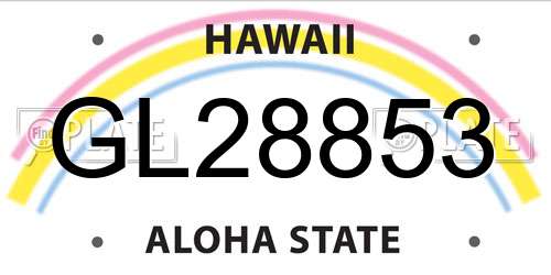 GL28853 Hawaii License Plate