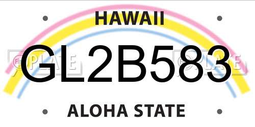 GL2B583 Hawaii License Plate