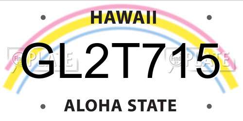 GL2T715 Hawaii License Plate