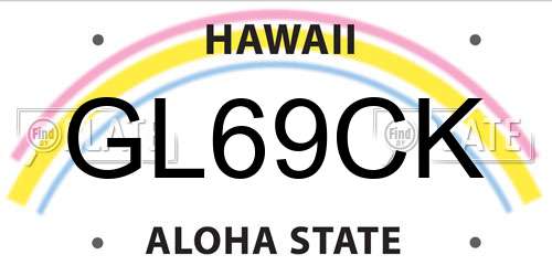 GL69CK Hawaii License Plate
