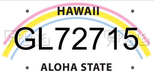 GL72715 Hawaii License Plate