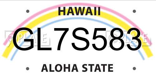 GL7S583 Hawaii License Plate