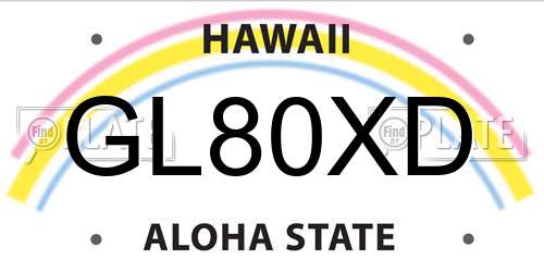 GL80XD Hawaii License Plate