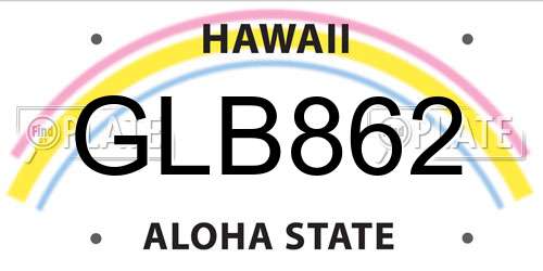 GLB862 Hawaii License Plate