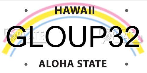 GLOUP32 Hawaii License Plate