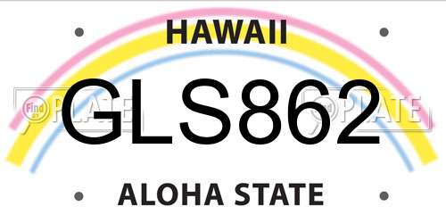 GLS862 Hawaii License Plate