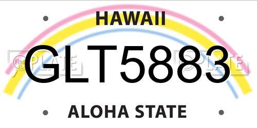 GLT5883 Hawaii License Plate