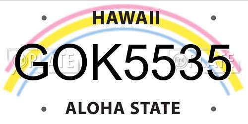 GOK5535 Hawaii License Plate