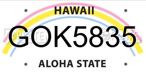 GOK5835 Hawaii License Plate