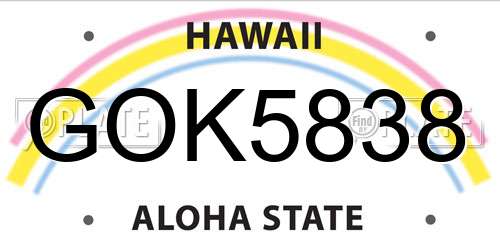 GOK5838 Hawaii License Plate