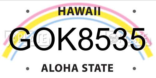 GOK8535 Hawaii License Plate