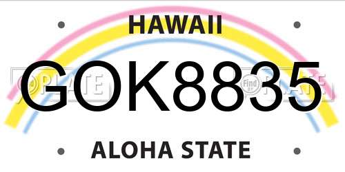GOK8835 Hawaii License Plate