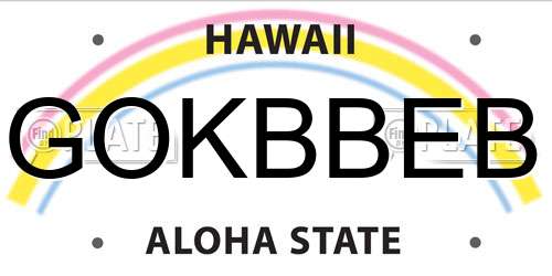 GOKBBEB Hawaii License Plate