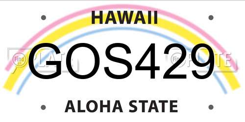 GOS429 Hawaii License Plate