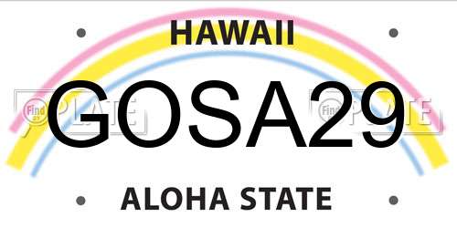 GOSA29 Hawaii License Plate