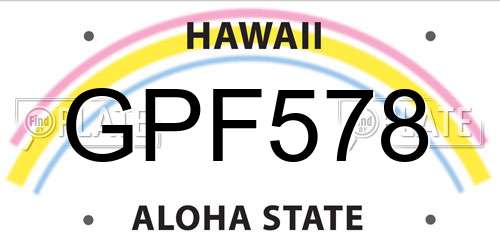 GPF578 Hawaii License Plate