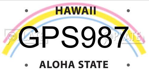 GPS987 Hawaii License Plate