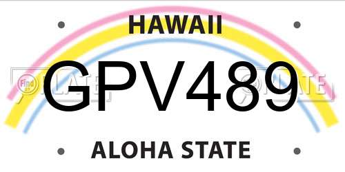 GPV489 Hawaii License Plate