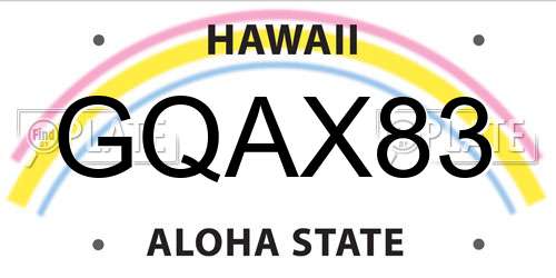 GQAX83 Hawaii License Plate