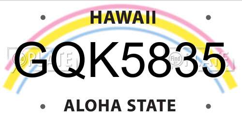 GQK5835 Hawaii License Plate