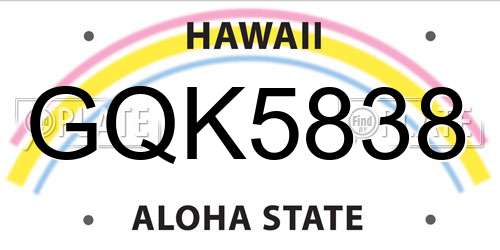 GQK5838 Hawaii License Plate