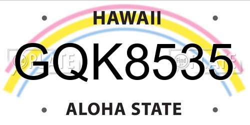 GQK8535 Hawaii License Plate