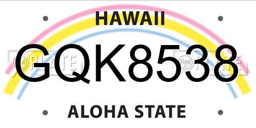 GQK8538 Hawaii License Plate
