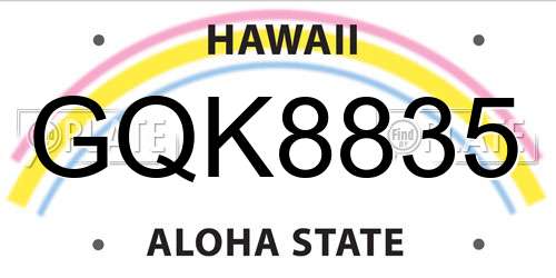 GQK8835 Hawaii License Plate
